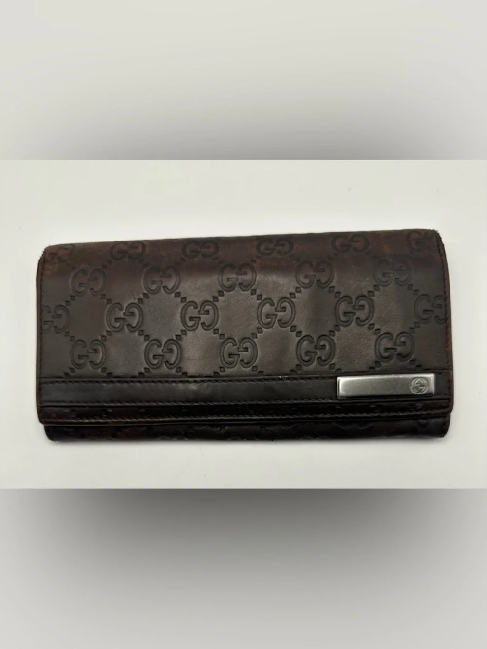 Gucci Wallet Chocolate Brown Guccissima Leather Long Continental GG Authentic - Picture 3 of 12